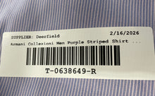 Load image into Gallery viewer, Armani Collezioni Mens Purple Striped Long Sleeve Spread Collar Dress Shirt Sz L