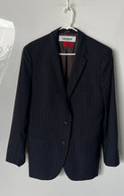 Load image into Gallery viewer, Hugo Boss Mens Blue Striped Long Sleeve Pockets Two-Button Blazer Size 42S