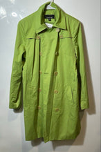 Load image into Gallery viewer, Jones New York Womens Green Spread Collar Double Breasted Trench Coat Size L