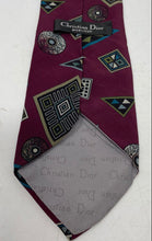 Load image into Gallery viewer, Christian Dior Mens Multicolor Geometric Print Silk Adjustable Designer Tie