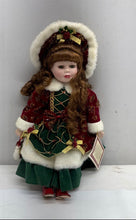 Load image into Gallery viewer, Victorian Holiday Outfit Curly Hair 18 Inch Collectible Porcelain Doll