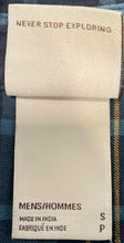 Load image into Gallery viewer, The North Face Mens Blue Plaid Long Sleeve Chest Pocket Button-Up Shirt Size S