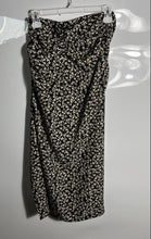 Load image into Gallery viewer, Zara Womens Black Beige Floral Print Ruched Side Slit Maxi Skirt Size Small