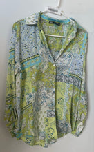 Load image into Gallery viewer, Zara Womens Green Blue Paisley Spread Collar Long Sleeve Button-Up Shirt Size S