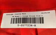 Load image into Gallery viewer, H&M Womens Orange Chiffon Pleated Front Short Flutter Sleeve Blouse Top Size 2
