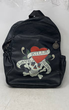Load image into Gallery viewer, Ed Hardy Unisex Black Inner Pockets Adjustable Strap Shoulder Backpack