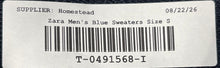 Load image into Gallery viewer, Zara Mens Blue Long Sleeve Collared Casual Pullover Sweatshirt Size Small