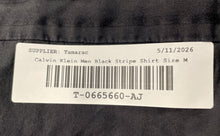 Load image into Gallery viewer, Calvin Klein Mens Black Striped Long Sleeve Spread Collar Button-Up Shirt Size M