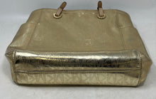 Load image into Gallery viewer, Michael Kors Womens Gold-Tone Metallic Monogram Leather Jet Set Tote Handbag
