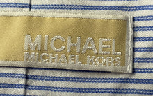 Load image into Gallery viewer, Michael Kors Mens Blue Striped Print Regular Fit Dress Shirt Size M 15 32/33