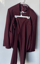 Load image into Gallery viewer, Vinci Philosophy Mens Burgundy 2-Piece Suit Set Size Blazer 44R Pants 50R