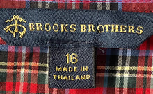 Load image into Gallery viewer, Brooks Brothers Mens Red Plaid Long Sleeve Collared Dress Shirt Size 16