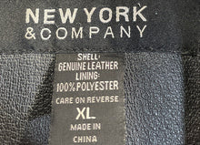 Load image into Gallery viewer, New York & Company Womens Black Leather Long Sleeve Full-Zip Jacket Size XL