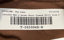 Load image into Gallery viewer, Lacoste Mens Brown Crocodile Logo Short Sleeve Spread Collar Polo Shirt Size 6