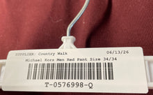 Load image into Gallery viewer, Michael Kors Mens Red Flat Front Pockets Straight Leg Chino Pants Size 34/34