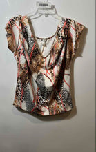 Load image into Gallery viewer, Venus Womens Multicolor V-Neck Cold Shoulder Sleeve Pullover Blouse Top Size M