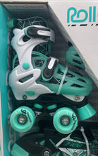 Load image into Gallery viewer, Roller Derby Kids White Green Interchangeable 2-In-1 Quad+Inline Skates Sz 12-2