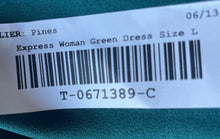 Load image into Gallery viewer, Express Womens Green Front Zip Long Sleeve Tie-Waist A-Line Dress Size Large