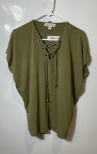 Load image into Gallery viewer, Michael Kors Womens Green Dolman Sleeve Tie Front Blouse Top Size Small
