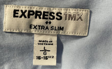 Load image into Gallery viewer, Express Mens Light Blue 1MX Extra Slim Fit Long Sleeve Collared Dress Shirt Sz L