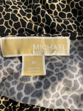 Load image into Gallery viewer, Michael Kors Womens Black Printed Short Sleeve Mini Wrap Dress Size Medium