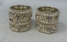 Load image into Gallery viewer, Set Of 4 Pcs Isabella Adams Silver-Tone Faux Pearl Beads Napkin Rings With Box