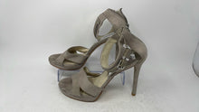 Load image into Gallery viewer, Michael Kors Womens Gray Suede Open Toe Stiletto Ankle Strap Heels Size 9M