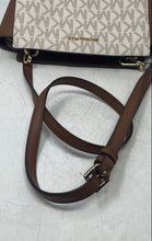 Load image into Gallery viewer, Michael Kors Womens Beige Brown Signature Adjustable Strap Crossbody Handbag