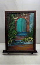 Load image into Gallery viewer, Allegra A. Abadi Framed Decorative Painting Featuring A Vibrant Teal Arched Door