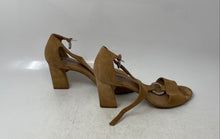 Load image into Gallery viewer, Tahari Womens Beige Suede Open Toe High Block Heel T-Strap Sandals Size 8