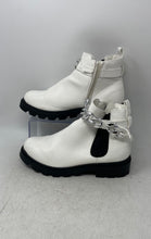 Load image into Gallery viewer, Madden Girl Womens White Silver Chain Side Zip Ankle Chelsea Boots Size 5