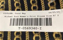 Load image into Gallery viewer, Michael Kors Womens Black And Yellow Chain Print Pullover Blouse Top Size P/S