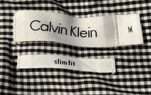 Load image into Gallery viewer, Calvin Klein Mens Black White Check Slim Fit Long Sleeve Button-Up Shirt Size M