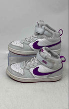 Load image into Gallery viewer, Nike Girls Court Borough Mid 2 White Purple Hook & Loop Sneaker Shoes Size 13C