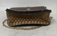Load image into Gallery viewer, Beya Womens Brown Snakeskin Leather Chain Strap Flap Mini Crossbody Bag