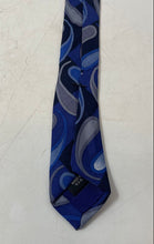 Load image into Gallery viewer, Perry Ellis Mens Blue Paisley Print Adjustable Track Bar Designer Tie
