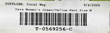 Load image into Gallery viewer, Zara Womens Green Yellow Abstract Flat Front Bootcut Leg Trouser Pants Size M