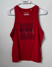 Load image into Gallery viewer, Guess Womens Red Logo Sleeveless Scoop Neck Pullover Tank Top Size Large