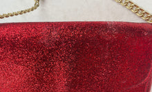 Load image into Gallery viewer, Jimmy Choo Parfums Womens Red Glitter Chain Strap Flap Over Lined Crossbody Bag