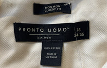 Load image into Gallery viewer, Pronto Uomo Mens Beige Cotton Non-Iron Long Sleeve Dress Shirt Size 18 34/35