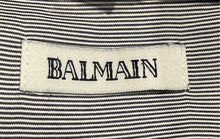 Load image into Gallery viewer, Authentic Balmain Mens Gray White Striped Long Sleeve Dress Shirt Size L Stained