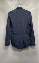 Load image into Gallery viewer, Calvin Klein Mens Blue Striped Long Sleeve Dress Shirt Size XS 13-13.5