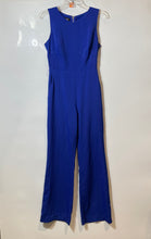 Load image into Gallery viewer, Bebe Womens Blue Sleeveless Back Zip Crew Neck One-Piece Jumpsuit Size XS