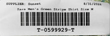 Load image into Gallery viewer, Zara Mens Green Striped Short Sleeve Spread Collar Button-Up Shirt Size M