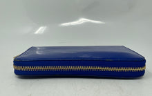 Load image into Gallery viewer, Authentic Tory Burch Womens Blue Inner Pocket Card Holder Zip-Around Wallet Worn