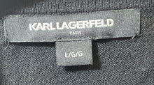 Load image into Gallery viewer, Karl Lagerfeld Mens Black Striped Long Sleeve Knitted Pullover Polo Sweater Sz L