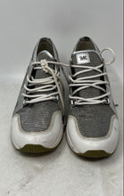 Load image into Gallery viewer, Michael Kors Womens Silver-Tone & White Lace-Up Sneakers Shoes Size 9M