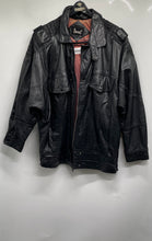 Load image into Gallery viewer, Avanti Mens Black Leather Long Sleeve Spread Collar Full-Zip Jacket Size M