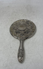 Load image into Gallery viewer, Vintage Silver-Tone Swirl Engraved Collectible Round Shape Hand Mirror