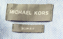 Load image into Gallery viewer, Michael Kors Mens Blue Cotton Slim Fit Long Sleeve Dress Shirt Size L 16 32/33
